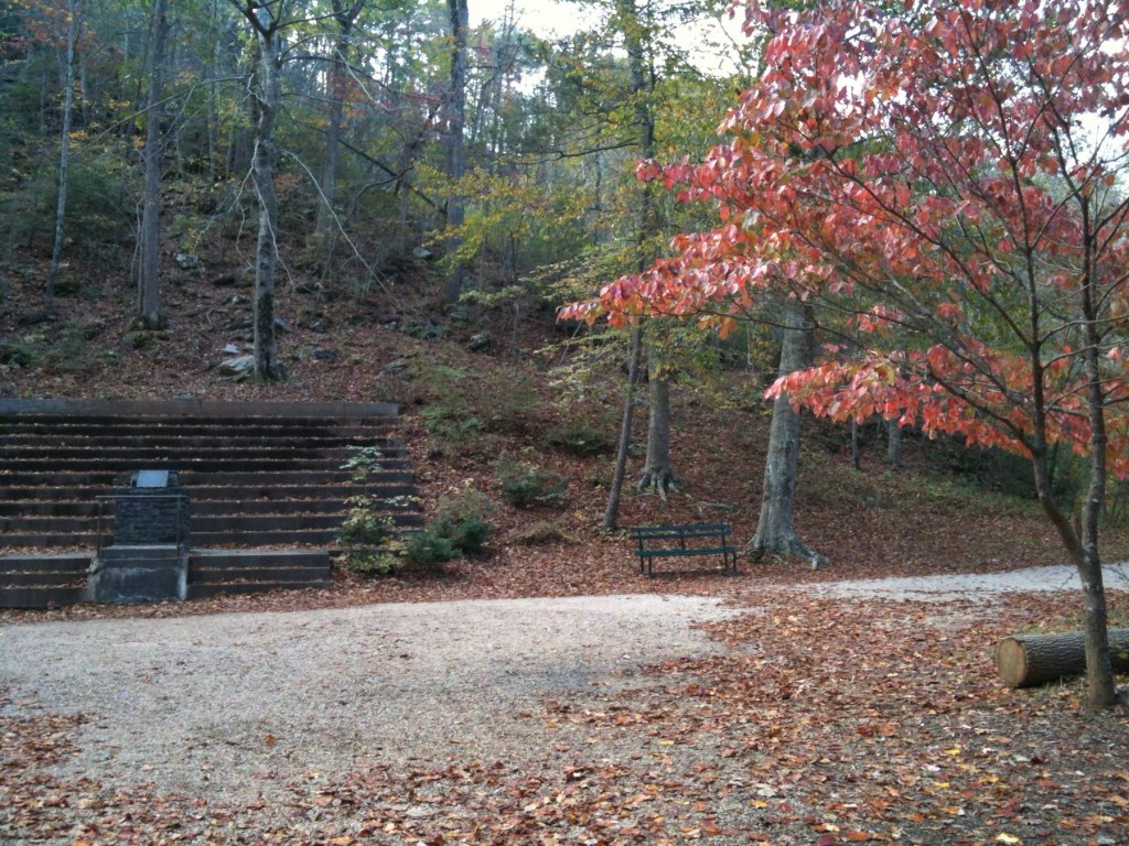 Fallen leaves on the stone steps and trail at Natural Bridge, Virginia